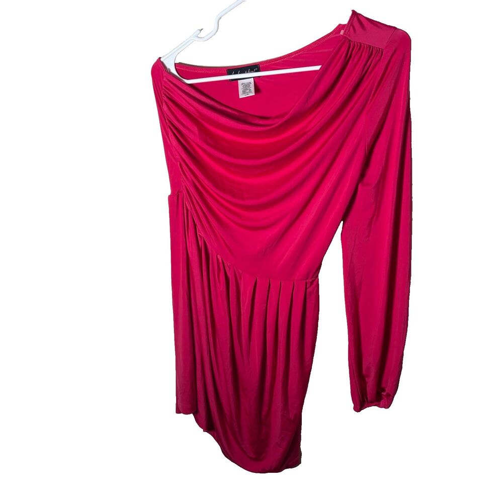 Baby Phat Dress Women's Large Pink One Shoulder Sheath Casual Mini Lightweight